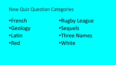 New Quiz Question Categories - Get What You Want, Not What You're Given